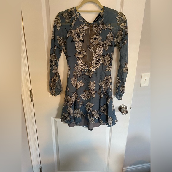 For Love & Lemons Sierra mini dress - blue and white floral cutouts - Small - Picture 2 of 6